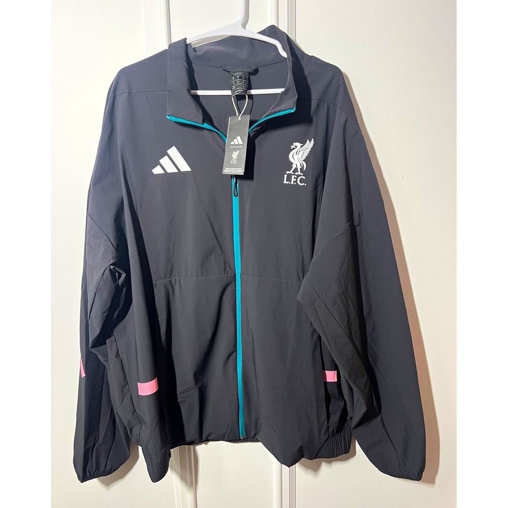 Adidas Liverpool FC Training Jacket Mens XL Black Teal Pink Full Zip NWT LFC